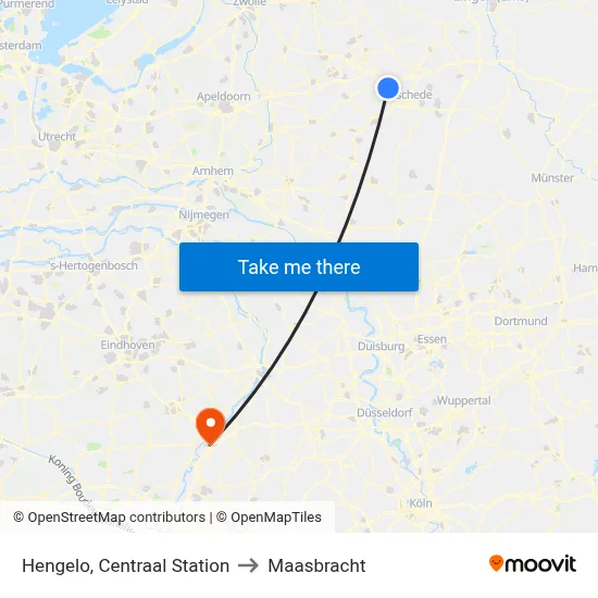 Hengelo, Centraal Station to Maasbracht map