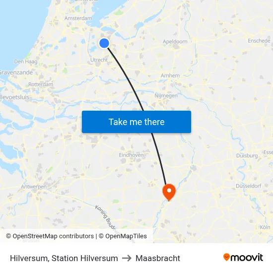 Hilversum, Station Hilversum to Maasbracht map