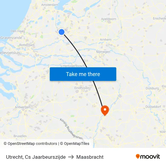 Utrecht, Cs Jaarbeurszijde to Maasbracht map