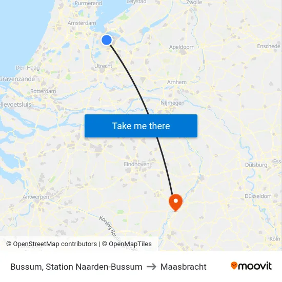 Bussum, Station Naarden-Bussum to Maasbracht map