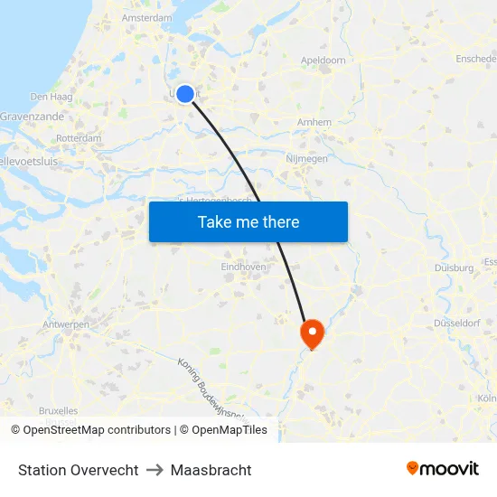 Station Overvecht to Maasbracht map
