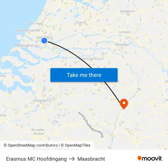 Erasmus MC Hoofdingang to Maasbracht map