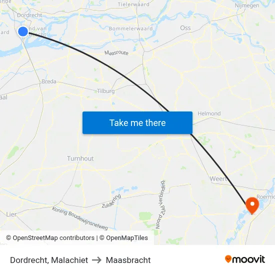 Dordrecht, Malachiet to Maasbracht map