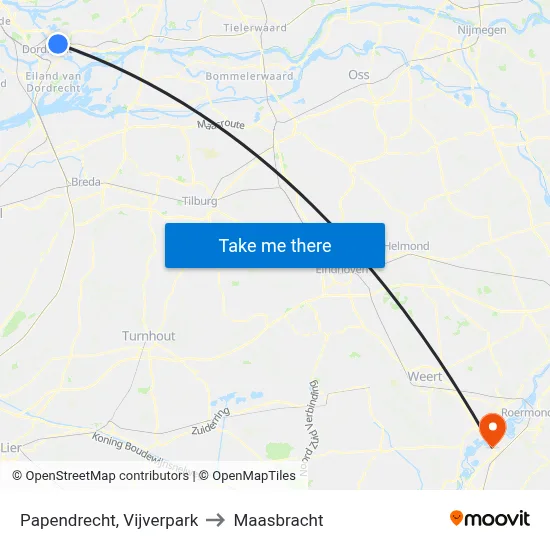 Papendrecht, Vijverpark to Maasbracht map