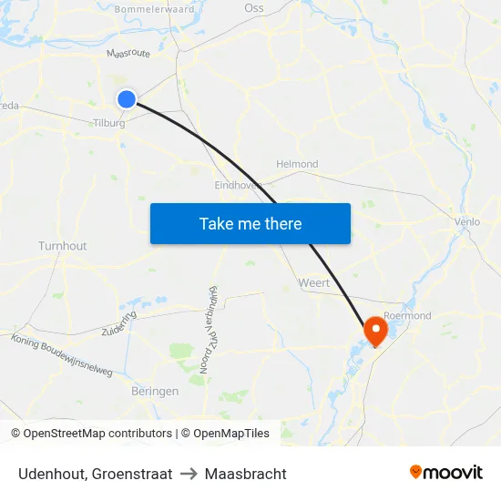 Udenhout, Groenstraat to Maasbracht map