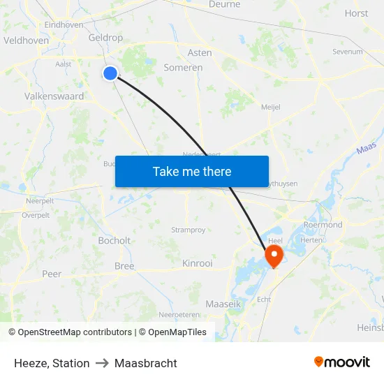 Heeze, Station to Maasbracht map