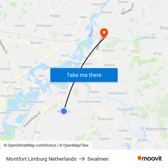 Montfort Limburg Netherlands to Swalmen map