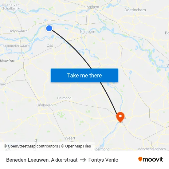 Beneden-Leeuwen, Akkerstraat to Fontys Venlo map