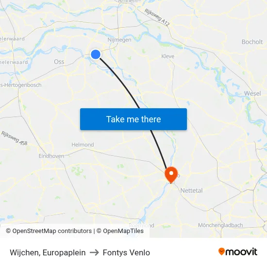 Wijchen, Europaplein to Fontys Venlo map
