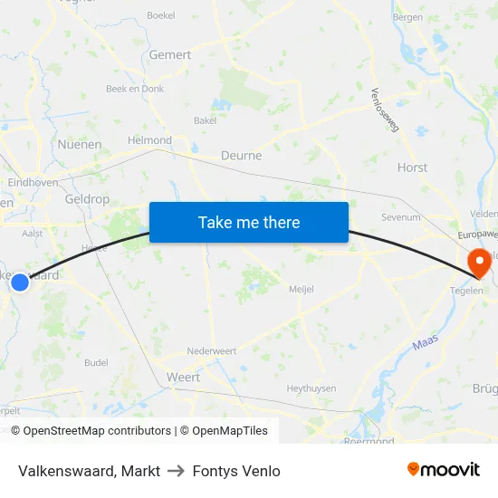 Valkenswaard, Markt to Fontys Venlo map