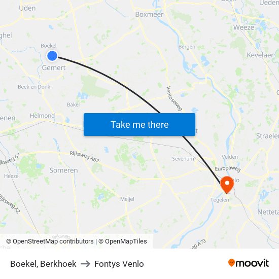 Boekel, Berkhoek to Fontys Venlo map