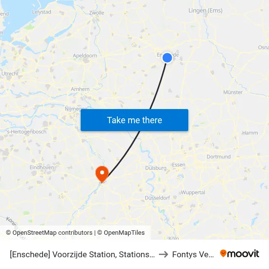 [Enschede] Voorzijde Station, Stationsplein to Fontys Venlo map