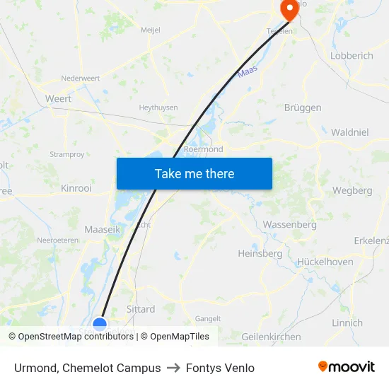 Urmond, Chemelot Campus to Fontys Venlo map