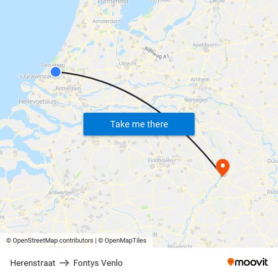 Herenstraat to Fontys Venlo map