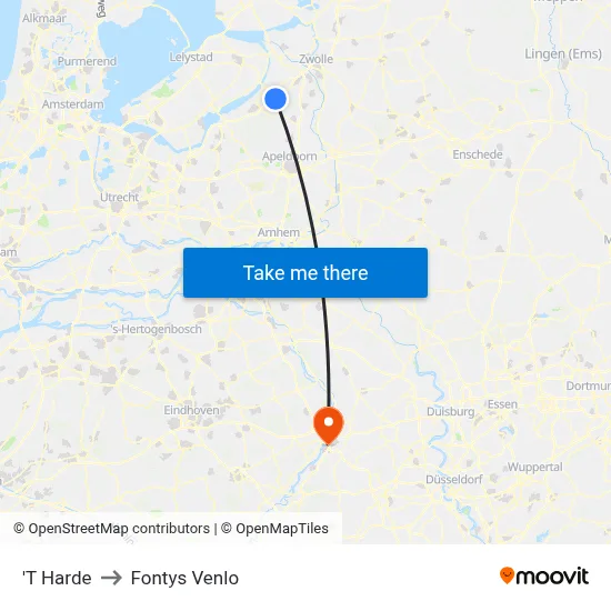 'T Harde to Fontys Venlo map