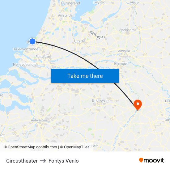 Circustheater to Fontys Venlo map