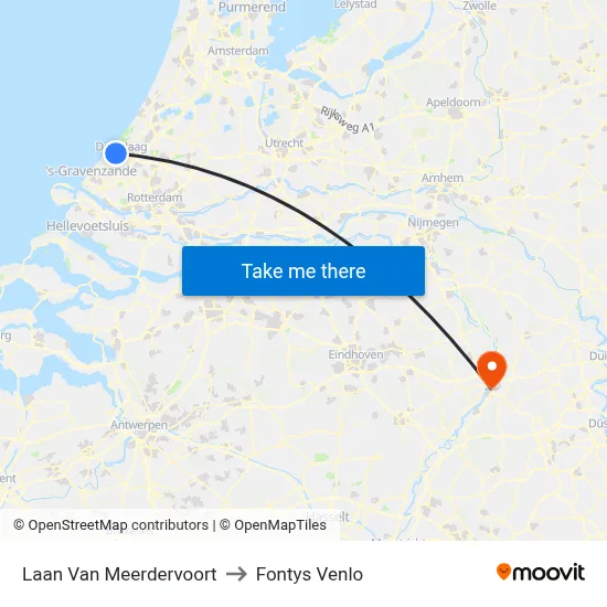 Laan Van Meerdervoort to Fontys Venlo map