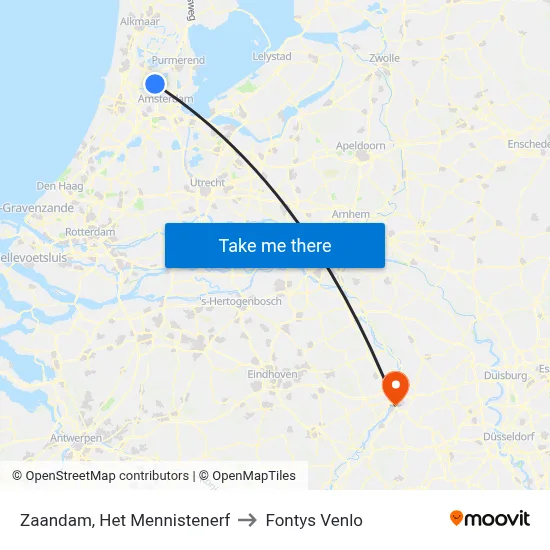 Zaandam, Het Mennistenerf to Fontys Venlo map