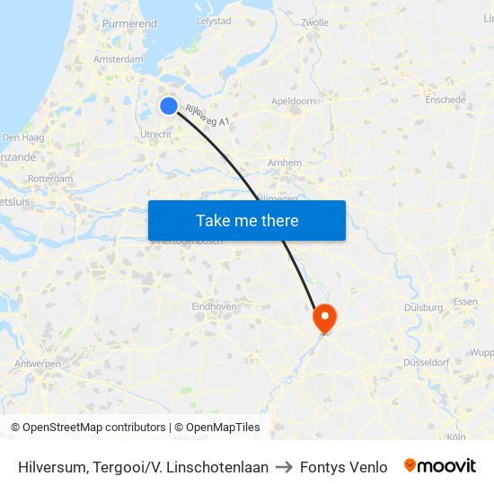 Hilversum, Tergooi/V. Linschotenlaan to Fontys Venlo map