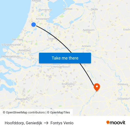 Hoofddorp, Geniedijk to Fontys Venlo map