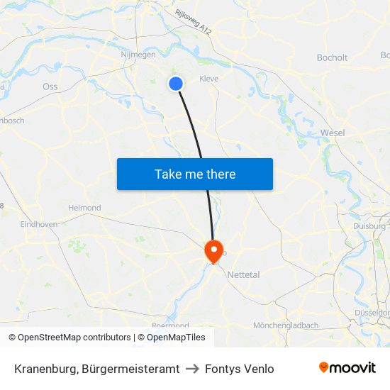 Kranenburg, Bürgermeisteramt to Fontys Venlo map