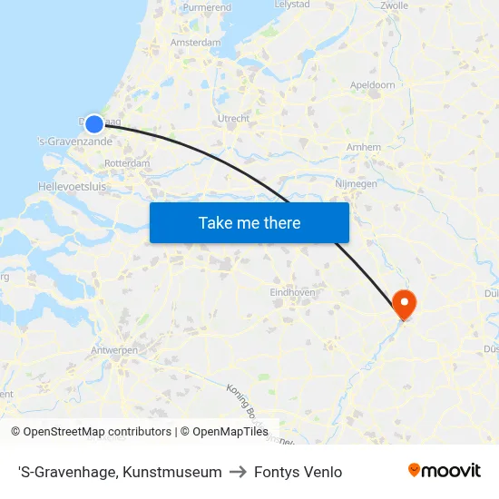 'S-Gravenhage, Kunstmuseum to Fontys Venlo map