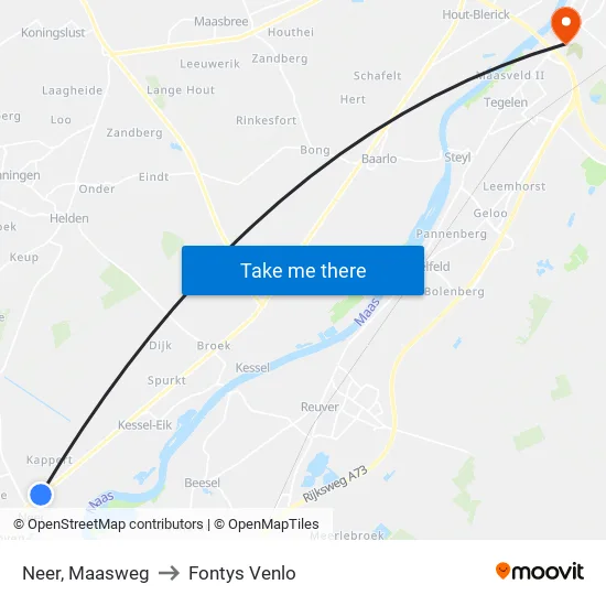 Neer, Maasweg to Fontys Venlo map