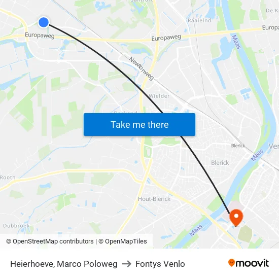 Heierhoeve, Marco Poloweg to Fontys Venlo map