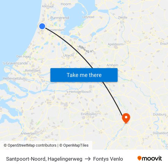 Santpoort-Noord, Hagelingerweg to Fontys Venlo map