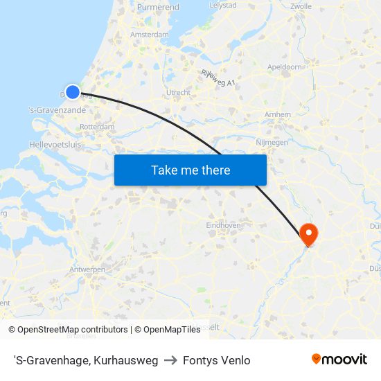 'S-Gravenhage, Kurhausweg to Fontys Venlo map