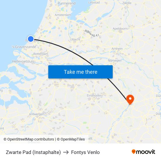 Zwarte Pad (Instaphalte) to Fontys Venlo map