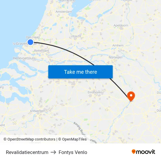 Revalidatiecentrum to Fontys Venlo map