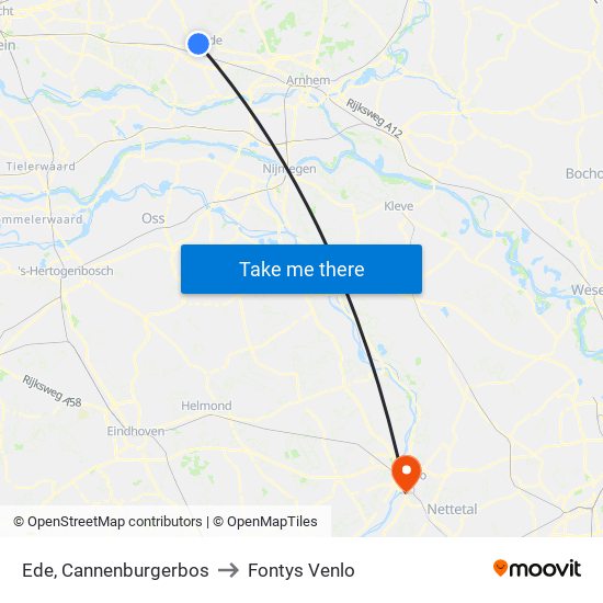 Ede, Cannenburgerbos to Fontys Venlo map