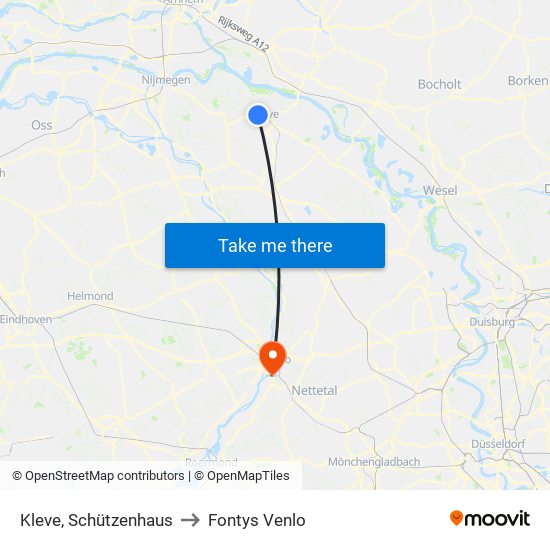 Kleve, Schützenhaus to Fontys Venlo map