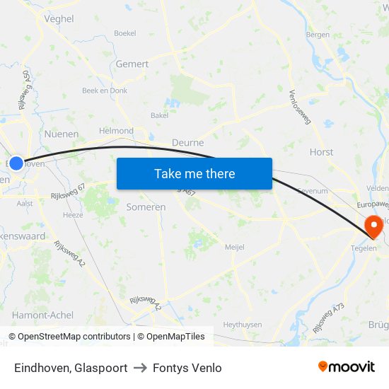 Eindhoven, Glaspoort to Fontys Venlo map