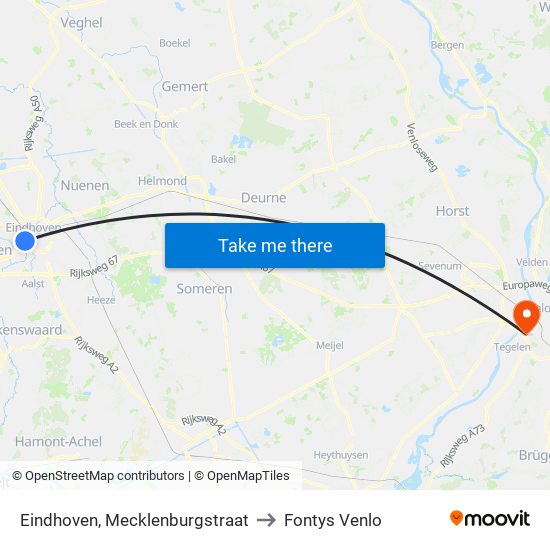 Eindhoven, Mecklenburgstraat to Fontys Venlo map