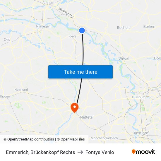 Emmerich, Brückenkopf Rechts to Fontys Venlo map