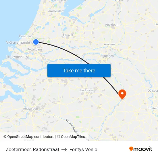 Zoetermeer, Radonstraat to Fontys Venlo map