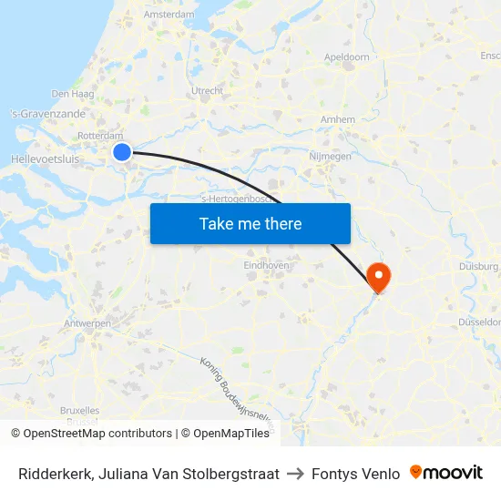 Ridderkerk, Juliana Van Stolbergstraat to Fontys Venlo map