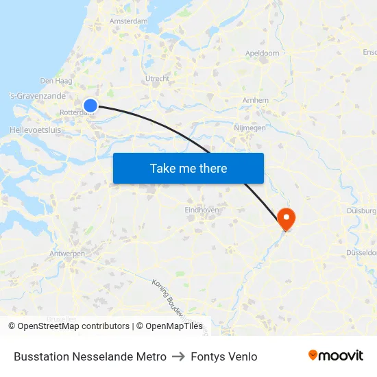 Busstation Nesselande Metro to Fontys Venlo map