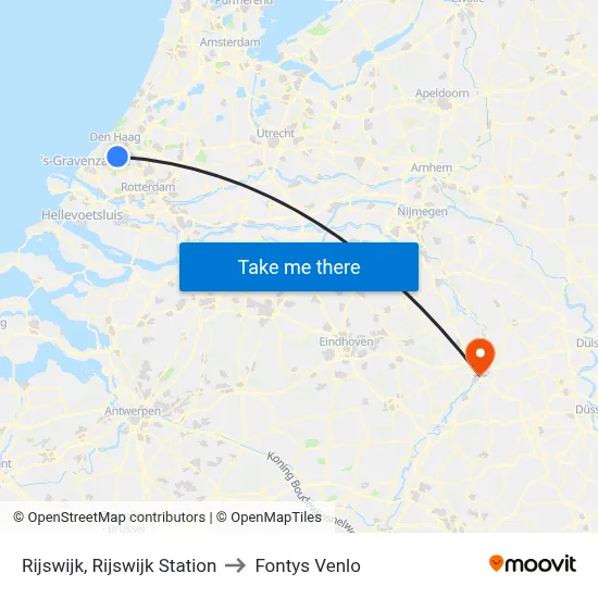 Rijswijk, Rijswijk Station to Fontys Venlo map