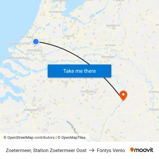 Zoetermeer, Station Zoetermeer Oost to Fontys Venlo map