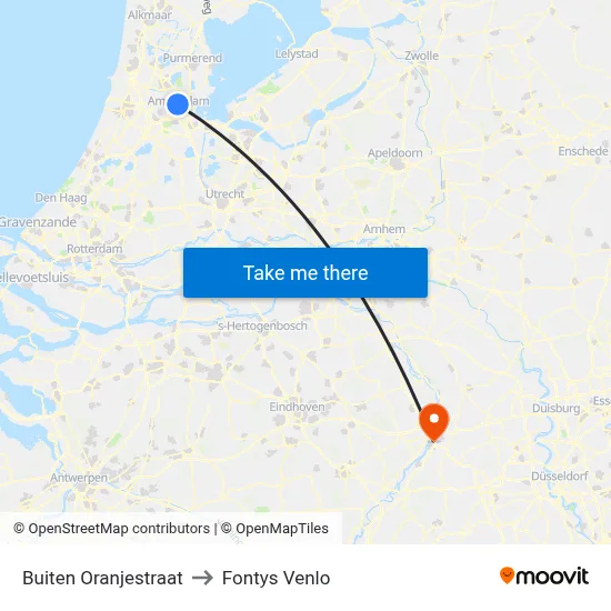 Buiten Oranjestraat to Fontys Venlo map