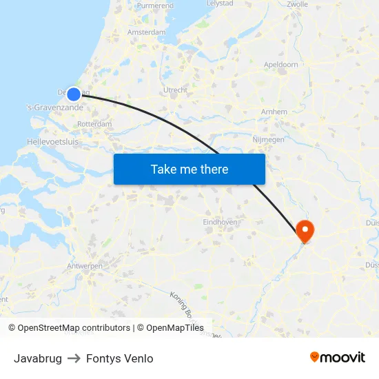 Javabrug to Fontys Venlo map