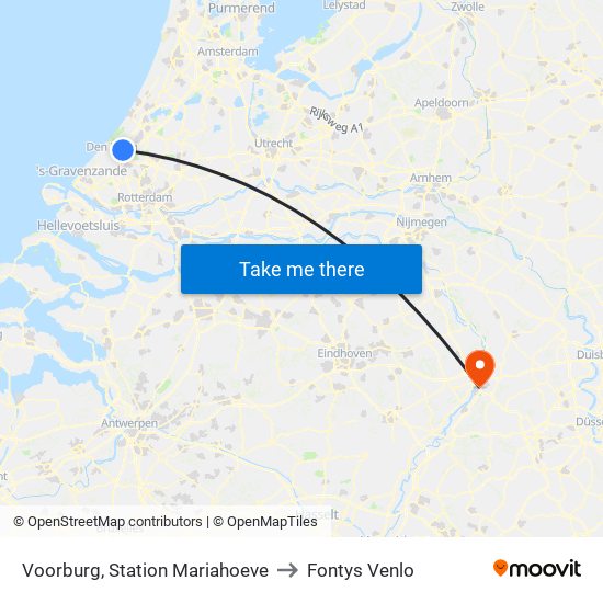Voorburg, Station Mariahoeve to Fontys Venlo map