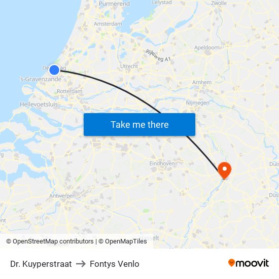 Dr. Kuyperstraat to Fontys Venlo map