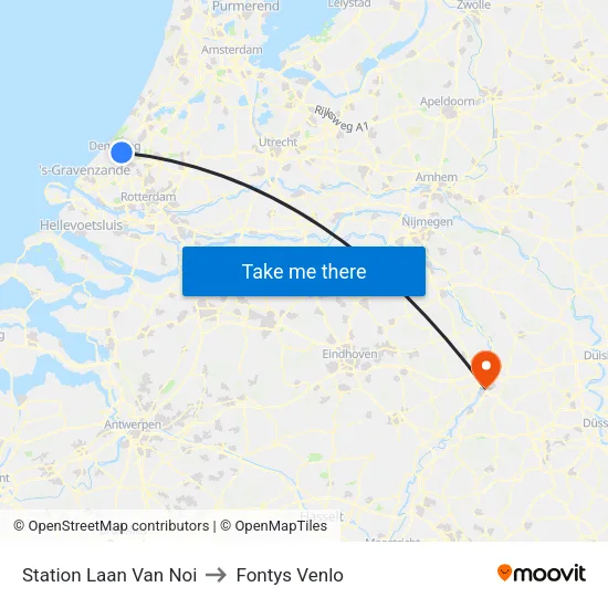 Station Laan Van Noi to Fontys Venlo map