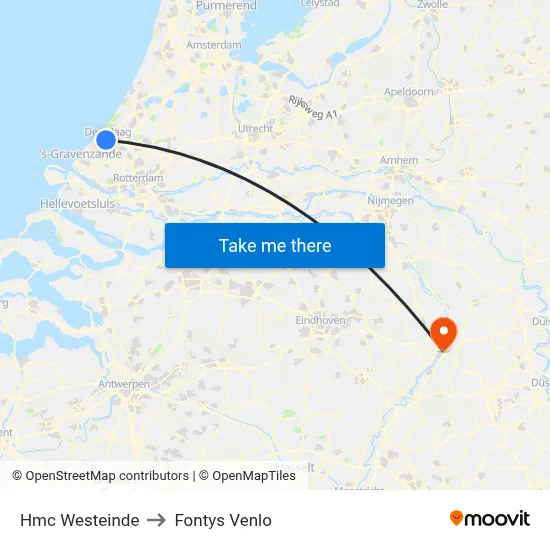 Hmc Westeinde to Fontys Venlo map