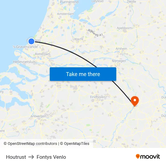 Houtrust to Fontys Venlo map