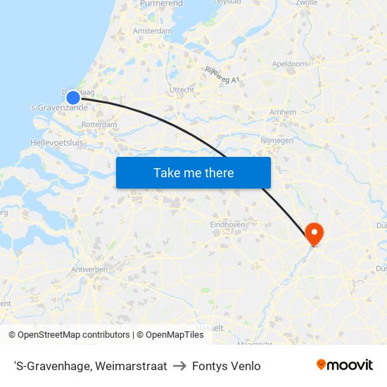 'S-Gravenhage, Weimarstraat to Fontys Venlo map